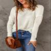 Acelitt Womens Casual Summer Long Sleeve Crew Neck Lightweight Oversized Fashion 2025 Crochet Knit Pullover Sweater White Small view 3