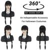 Juziviee Girls Braided Black Wigs for Gothic Costume Women Cute Soft Black Wig with Bangs for Halloween Costume Cosplay JZ025BK view 3