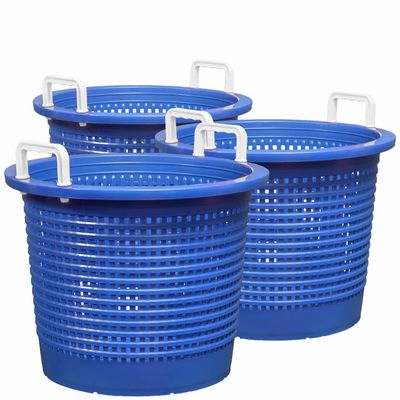 Large, Heavy Duty Fish Baskets, Blue, White Handles, Made in USA, 3-Pack