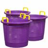 Large, Heavy Duty Fish Baskets, Purple, Yellow Handles, Made in USA, 2-Pack view 1