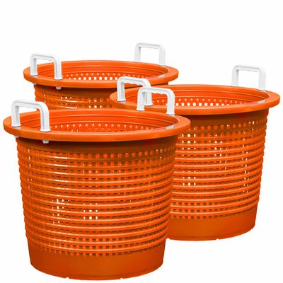 Large, Heavy Duty Fish Baskets, Orange, White Handles, Made in USA, 3-Pack