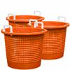 Large, Heavy Duty Fish Baskets, Orange, White Handles, Made in USA, 3-Pack view 1