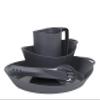 Lifeventure Ellipse Reusable 4-Piece Tableware Set: Knife/Fork/Spoon, Plate, Bowl, Mug For Camping, Travel & Outdoor - Graphite view 1