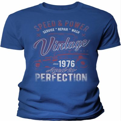 50th Birthday Gift Shirt for Men - Vintage Hot Rod Speed and Power Since 1976 - F/Royal-003-4X
