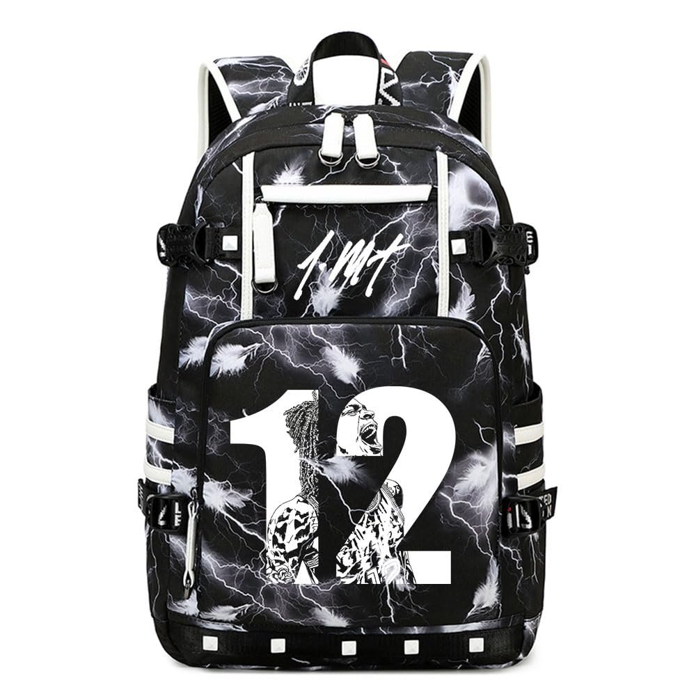 Ansigeren Gold number 12 Basketball Player JA Creative Backpacks Sports Fan Bookbag Travel Student Backpack For Men Women (4)