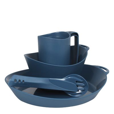 Lifeventure Ellipse Reusable 4-Piece Tableware Set: Knife/Fork/Spoon, Plate, Bowl, Mug for Camping, Travel & Outdoor - Navy
