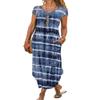 AHAIJ Women Summer Casual Maxi Dress Floral Printed Loose Pockets Short Sleeve Split Boho Dresses (Tie Dye Blue, Small) view 1