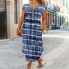 AHAIJ Women Summer Casual Maxi Dress Floral Printed Loose Pockets Short Sleeve Split Boho Dresses (Tie Dye Blue, Small) view 2