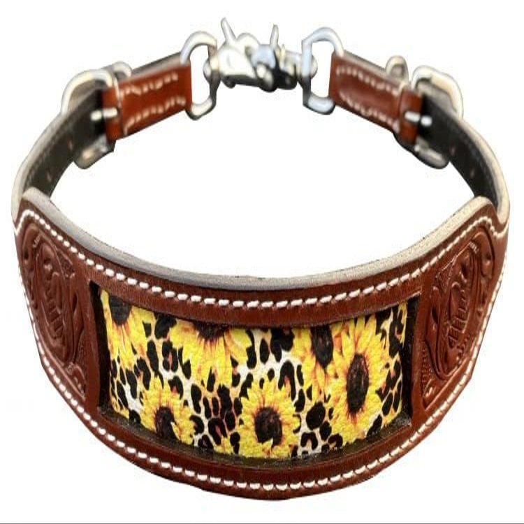 Showman Sunflower & Cheetah Print Leather Wither Strap