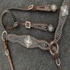 Showman Black Alligator Overlay Single Ear Leather Headstall & Breast Collar Set view 2