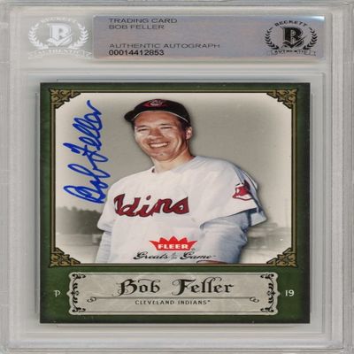 Bob Feller 2006 Fleer Greats of The Game Baseball Autograph Card #11 BAS