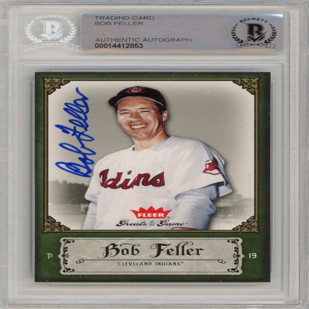 Bob Feller 2006 Fleer Greats of The Game Baseball Autograph Card #11 BAS