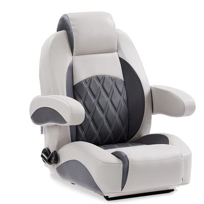 DeckMate Luxury Reclining Pontoon Captain's Chair - Gray and Charcoal