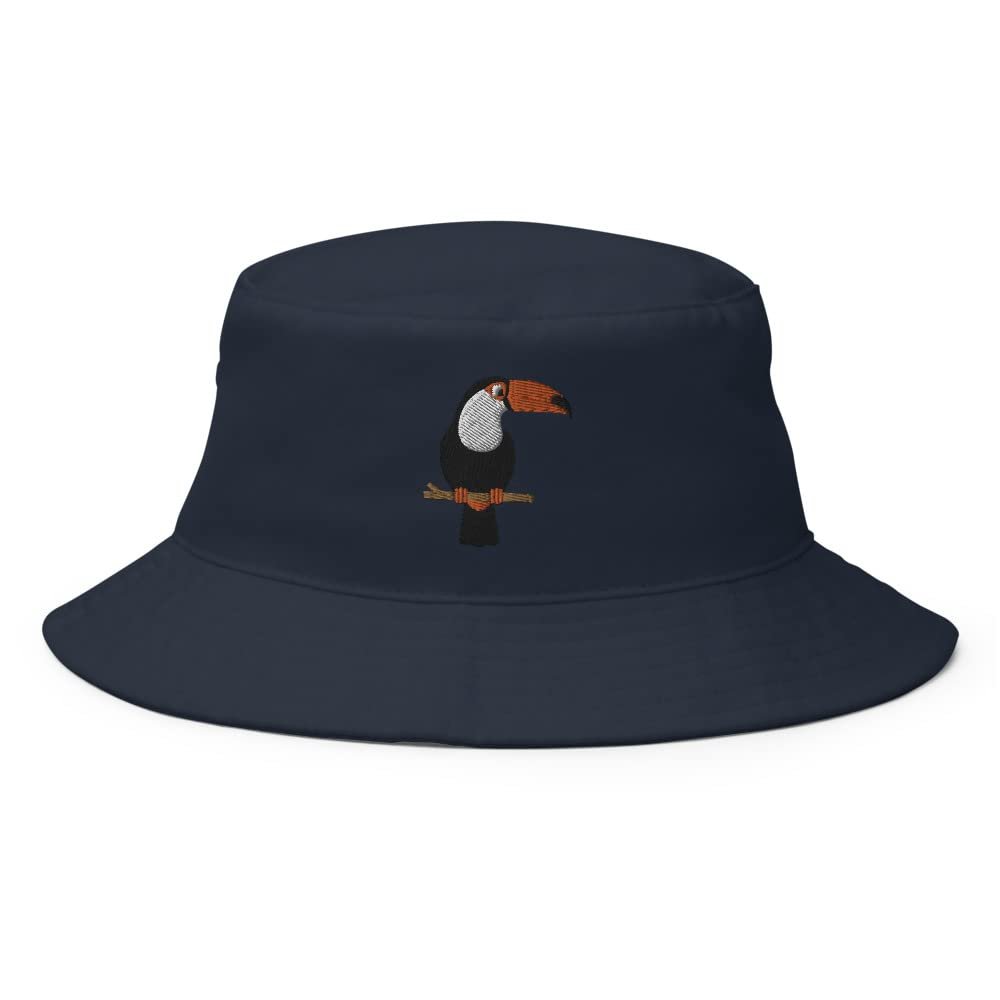 Toucan Bucket hat, Toucan Hats for Men, for Women, Embroidered Toucan hat, Unisex Size. Navy
