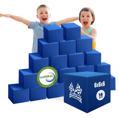 Isellfoam Foam Pit Cubes/Blocks 160 pcs (Blue) 6"x6"x6" Foam Blocks for Foam Pits, Gymnastics Foam Pits, Ninja Gyms, Freerunning and Parkour Courses, BMX Pits, Trampoline & Skatepark Foam Pits