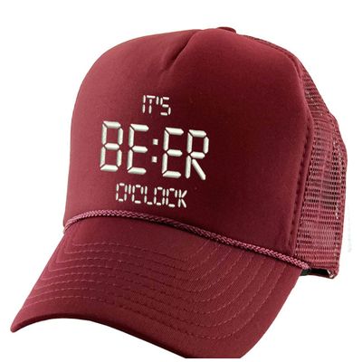 ALLNTRENDS I'ts Beer O'clock Trucker Hat Embroidered Beer Cap Adult Adjustable Funny Drunk Hat (Maroon)