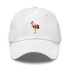 Flamingo Hibiscus hat, Embroidered Flamingo hat, Unisex Flamingo Hats for Women, for Men, Flamingo Gifts. White view 1