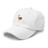 Flamingo Hibiscus hat, Embroidered Flamingo hat, Unisex Flamingo Hats for Women, for Men, Flamingo Gifts. White view 3
