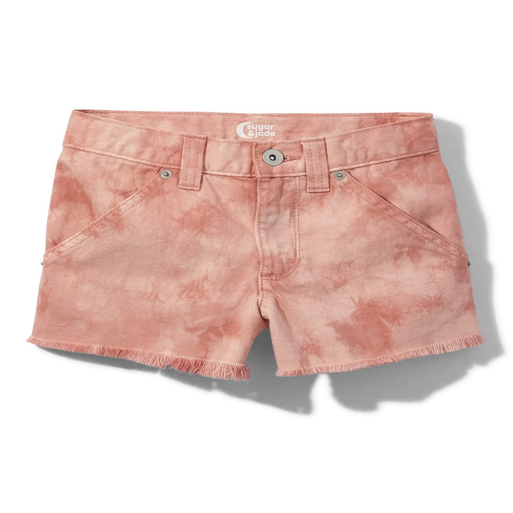 Sugar & Jade Girls Teen Fashion Denim (Slim and Plus Shorts, Pink Tie Dye Carpenter Fit, 10 Slim US