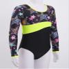 HULIJA Girls' Gymnastics Ballet Bodysuit 1Piece Long Sleeves Stars Print Leotard X Cross Back Skirted Dress Black 4 Years view 3