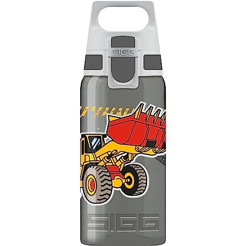 Sigg - Kids Water Bottle - Viva Construction - Suitable For Carbonated Beverages - Leakproof - Dishwasher Safe - BPA Free - Sports & Bike - Grey - 17 Oz