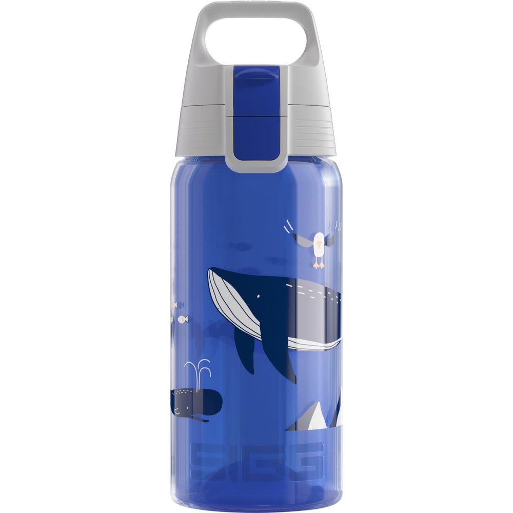 Sigg - Kids Water Bottle - Viva One Blue Whale - Suitable For Carbonated Beverages - Leakproof - Dishwasher Safe - BPA Free - Sports & Bike - Blue - 17 Oz