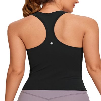 CRZ YOGA Butterluxe Racerback Tank Tops for Women - Yoga Workout Casual Gym Athletic Camisole Tight Sleeveless Shirts Black XX-Small
