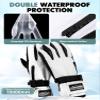 Hikenture Ski Gloves Snow Gloves for Men&Women, 3M Thinsulate Waterproof Snowboard Gloves, Insulated Touchscreen Snowmobile Gloves for Cold Weather, Windproof Warm Skiing Gloves, White-M view 3
