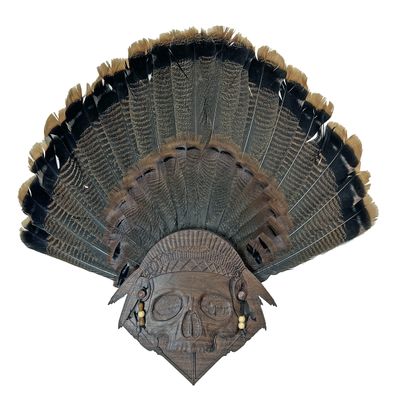 Unique "Skull of the Hunter" Turkey Display for Fan, Beards, and Spurs (Satin)