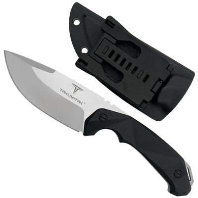 Tactical D2 Drop Point Fixed Blade Knife - G10 Handle, Kydex Sheath, Molle Clip, Camping & Survival Accessory - EDC & Hunting Gear - 40208 (Silver TKF212SL)