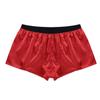 Yihuimin Men's Shiny Satin Boxer Briefs Loose Swim Trunks Underwear Bikini Swimwear Sleep Bottoms Red XX-Large view 4