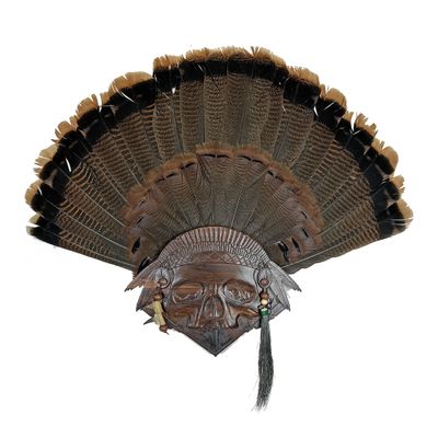 Unique "Skull of the Hunter" Turkey Display for Fan, Beards, and Spurs (Gloss)
