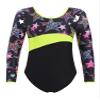 HULIJA Girls' Gymnastics Ballet Bodysuit 1Piece Long Sleeves Stars Print Leotard X Cross Back Skirted Dress Black 6 Years view 1