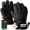 Hikenture Ski Gloves Snow Glove for Men&Women, 3M Thinsulate Waterproof Snowboard Gloves, Insulated Touchscreen Snowmobile Glove for Cold Weather, Windproof Warm Skiing Gloves, Black-M view 1