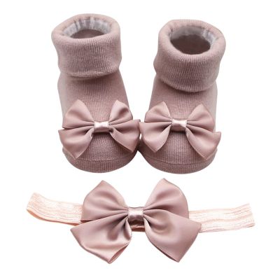 Children Kids Socks Soft Bottom Toddler Shoes Socks Bowkot Princess Socks Floor Socks Girls Size 0-24 (Bronze, 6 Months)