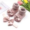 Children Kids Socks Soft Bottom Toddler Shoes Socks Bowkot Princess Socks Floor Socks Girls Size 0-24 (Bronze, 6 Months) view 4