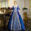tuduoms Women's Renaissance Regency Dress Long Ball Gown Plus Size Halloween Cosplay 18th Century Medieval Dresses Costumes Blue view 2