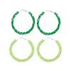 2 Pairs Glitter Sequins Hoop Earrings for Women Bohemian Circle Round Sparkle Rhinestone Crystal Wrapped Big Hoop Dangle Earrings Geometry Jewelry-green view 1