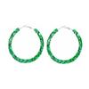 2 Pairs Glitter Sequins Hoop Earrings for Women Bohemian Circle Round Sparkle Rhinestone Crystal Wrapped Big Hoop Dangle Earrings Geometry Jewelry-green view 3