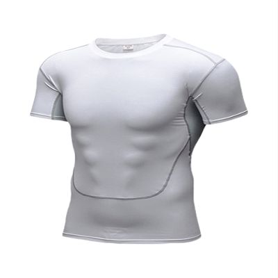 Hansber Men's Rash Guard Swim Shirts Short Sleeve UPF 50+ Sun Protection Quick Dry Water Surfing Fishing Shirt White Small