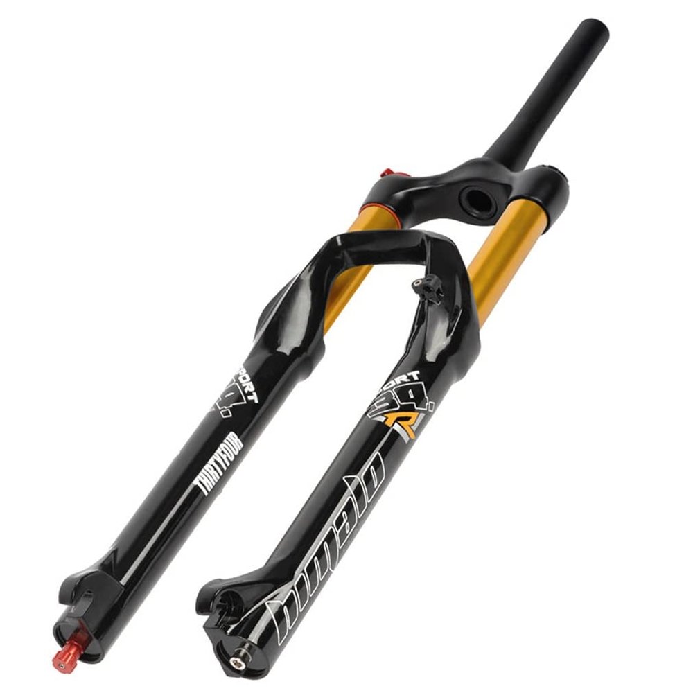 HSQMA Mountain Bike Suspension Forks 26/27.5/29 Bike Air Fork Travel 140mm 1-1/2 Tapered Front Fork Disc Brake QR Manual Lockout Damping Rebound Adjustment for XC AM