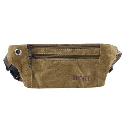 JUNYY Casual Canvas Men's Crossbody Fanny Pack Outdoor Sports Waist Pouch Mobile Phone Shouder Bag(Khaki)