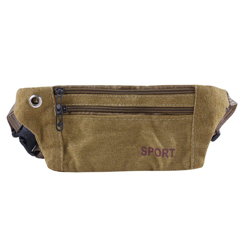 JUNYY Casual Canvas Men's Crossbody Fanny Pack Outdoor Sports Waist Pouch Mobile Phone Shouder Bag(Khaki)