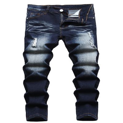 AOWKULAE Big Boy's Skinn Fit Ripped Destroyed Distressed Stretch Patched Slim Jeans Pants, 1#205/Black, US Size 16