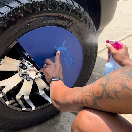 My Shine Shield Spray Shield - Rim Shield Protector Tool - Professional Car Detailing Supplies - Time-Saving Tire Spray Shield - Durable Plastic Shield for Rim Protection