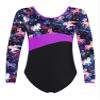 HULIJA Girls' Gymnastics Ballet Bodysuit 1Piece Long Sleeves Stars Print Leotard X Cross Back Skirted Dress Pegasus Star 4 Years view 1
