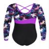 HULIJA Girls' Gymnastics Ballet Bodysuit 1Piece Long Sleeves Stars Print Leotard X Cross Back Skirted Dress Pegasus Star 4 Years view 2
