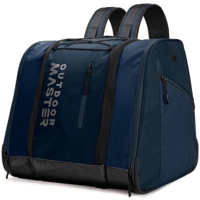OutdoorMaster 38L Ski Boot Bag, Air Travel Snowboard Boot Backpack with Waterproof Bottom for Ski Helmet, Goggles and Gloves - Navy