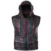 ZEROYAA Mens Hipster Leopard Metallic Zip Up Sleeveless Hooded Vest T Shirt with Kangaroo Pocket ZLSV18-Multicolour XX-Large view 1