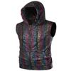 ZEROYAA Mens Hipster Leopard Metallic Zip Up Sleeveless Hooded Vest T Shirt with Kangaroo Pocket ZLSV18-Multicolour XX-Large view 3